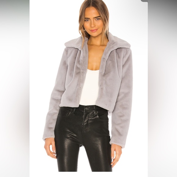 Fluffy grey superdown jacket! Never worn! - Picture 3 of 4